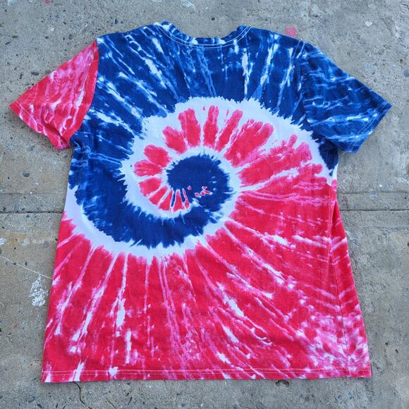 City Streets Tie Dye T Shirt Size XL Red White Blue Casual Hippie Indie Festival - Picture 4 of 9